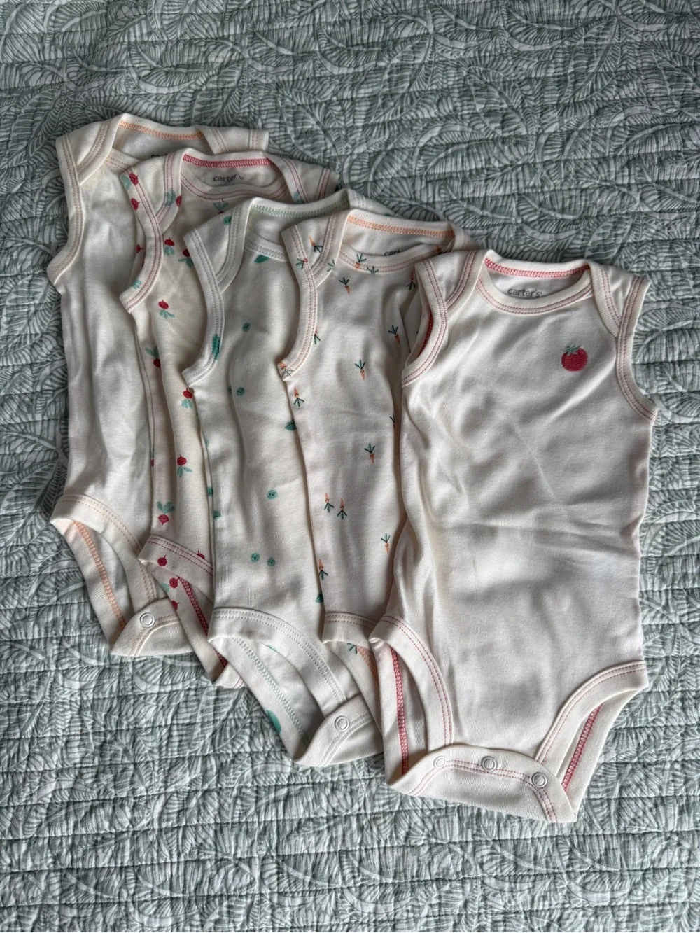 NWT Carter's Vegetable Sleeveless Baby Bodysuit Set of 5